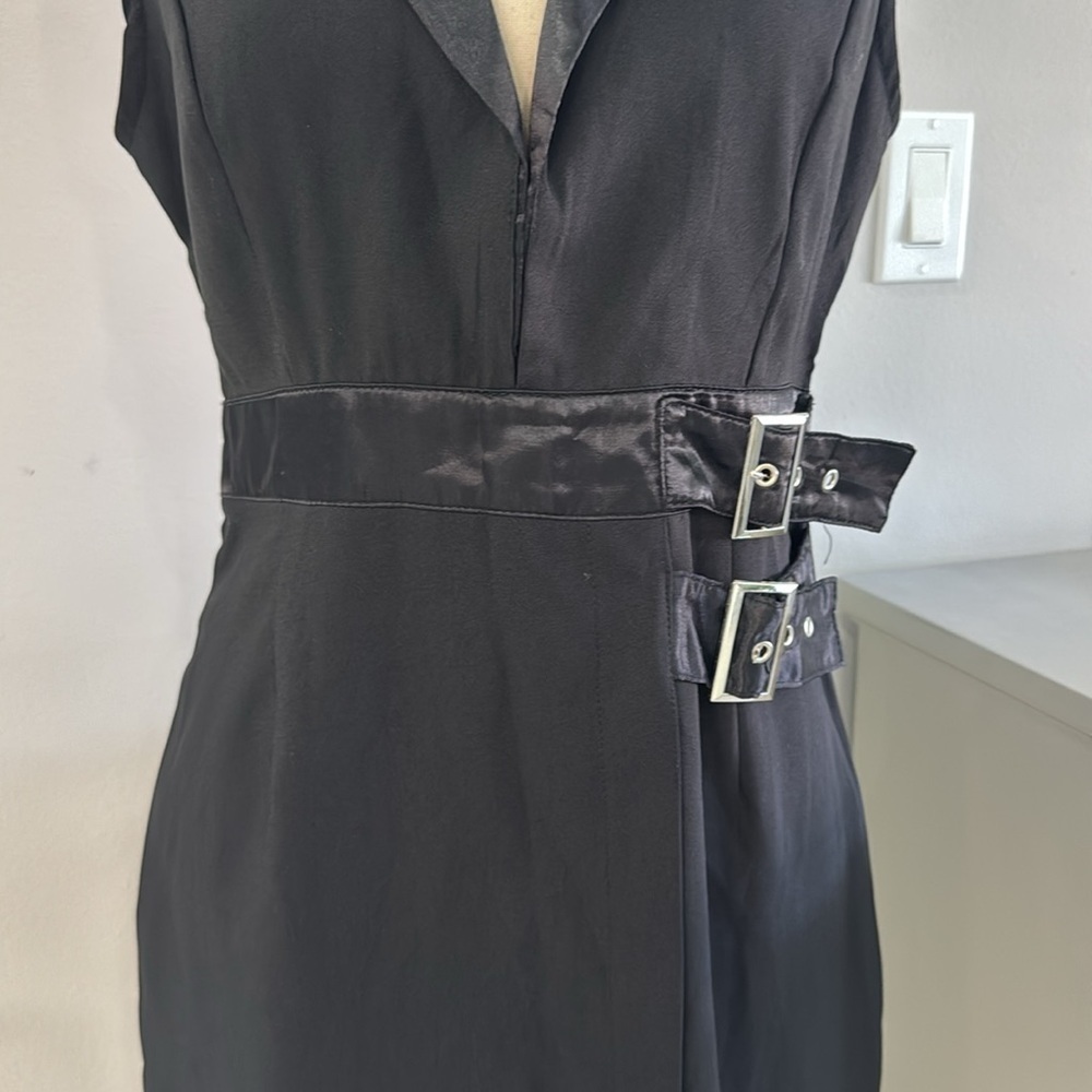 PrettyLittleThing Black Sleeveless Mini Dress with Buckles.  Sz 6 - Picture 3 of 14